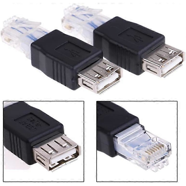 Ethernet-USB-sovitin, 2 kpl USB-Ethernet-sovitin, RJ45 Ethernet-uros-USB-naarasmuunnin
