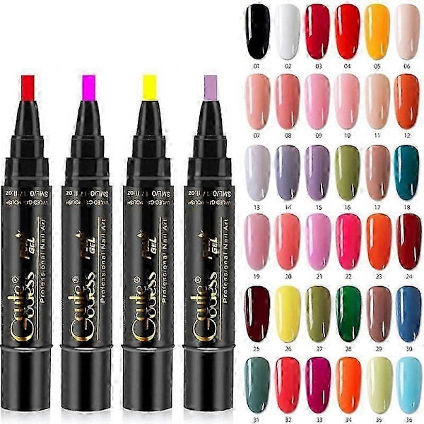 Neglelakpenne, 36 Farver Neglelak Gelpen 5 ml, 3 i 1 Gel Neglelakpen, Soak Off UV LED Neglelak Negleværktøjer til Kvinder Piger