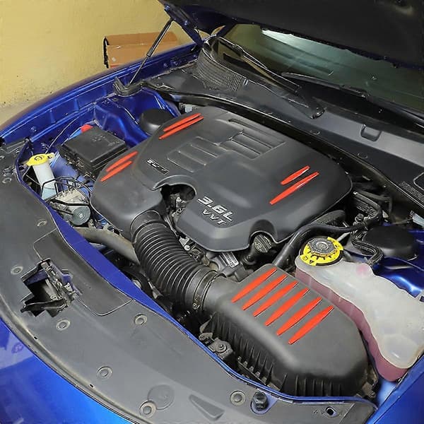 Bil Motor Dæksel Trim Strimmel ABS Interiør Tilbehør til Charger 2009-2021 (Rød)