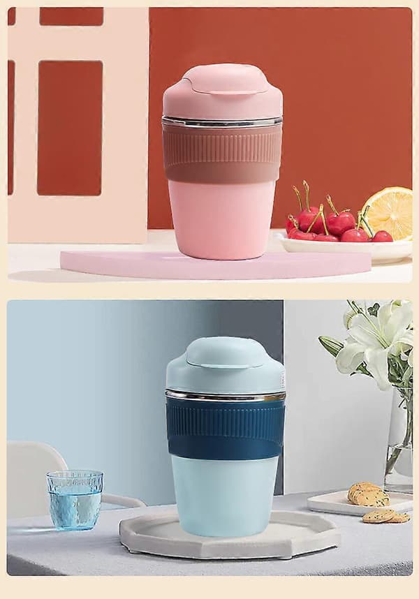 Kaffemugg Rostfritt Stål Vakuum Termisk Isolering Läcksäker Med Sugrör Dubbel Drickmugg
