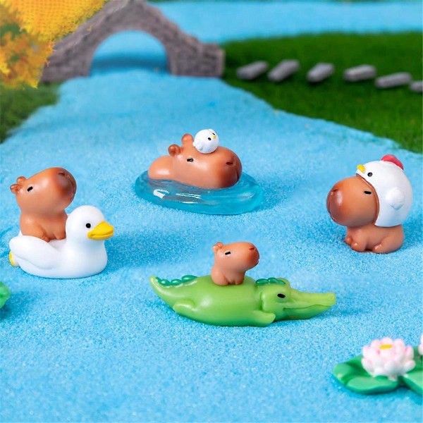 Mini Resin Capybaras Ornamenter Små Dyrefigurer Miniatyr Capybaras Figurer Bursdagskake Topp