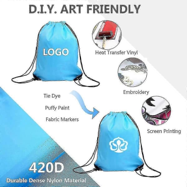 Dragskoväskor Bulk För Barn, Stor Gymnastikväska i Nylon med Snöre för Tie-dye, 10-pack