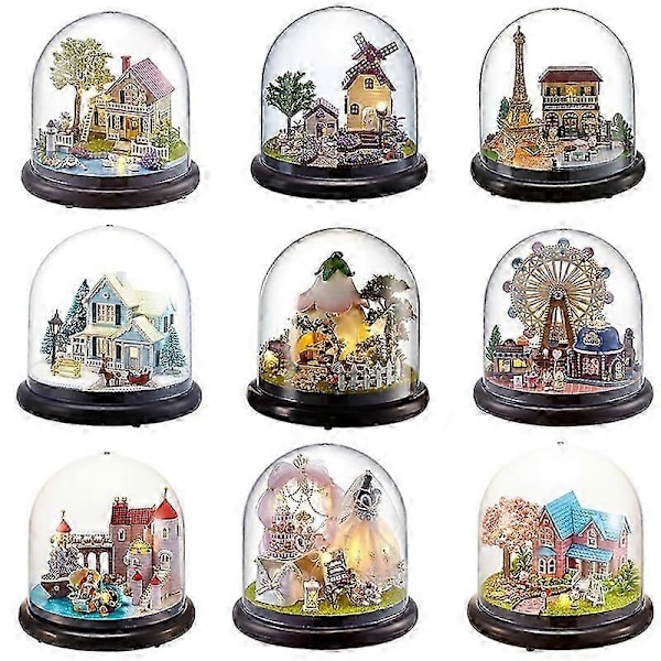 Dockhus Casa Miniatyr DIY Dockskåp Med Möbler Transparent Skydd Trä Mini Hus Leksaker För Barn Julklapp