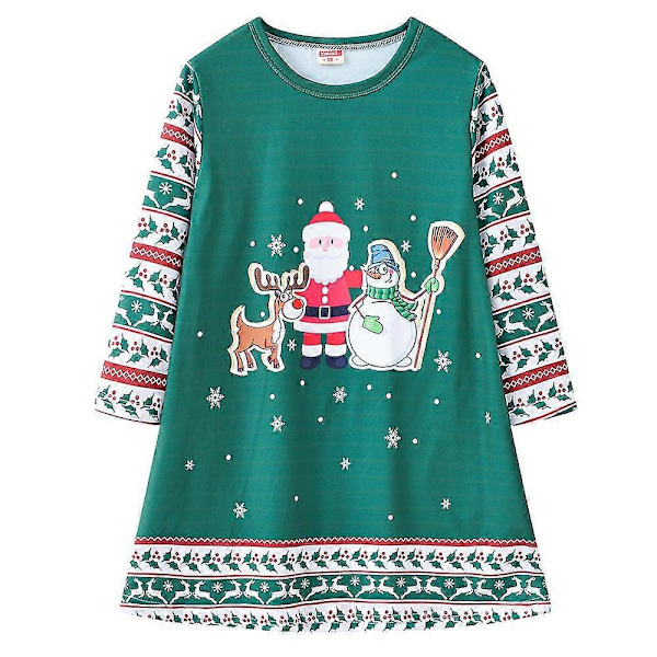 Kjoler Jul Børn Piger Langærmet Poset T-shirt Kjole Jul Santa Lange Toppe No3249