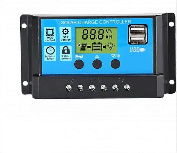 20A 12V/24V Smart Solcellepanel Ladekontroller med LCD-skjerm og USB-port, Overstrømsbeskyttelse, for Solcellepanel Batterilampe LED-belysning