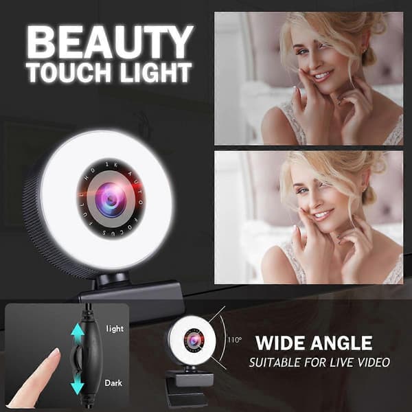 Streaming Webkamera 1080P med Ringlys HD Webkamera med
