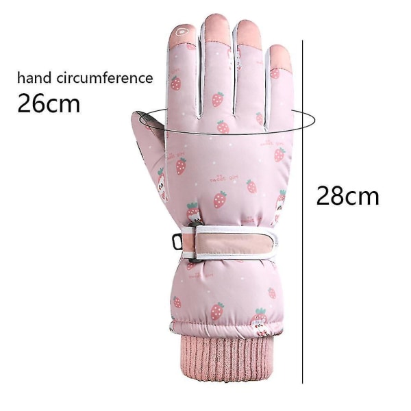 Ski Snehandsker Vinter Koldt Vejr Vindtætte Varme Ski SK13 pink Strawberry Bear