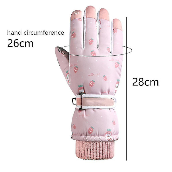 Skidsnöhandskar Vinterkallt väder Vindtäta varma skidor SK13 pink Strawberry Bear