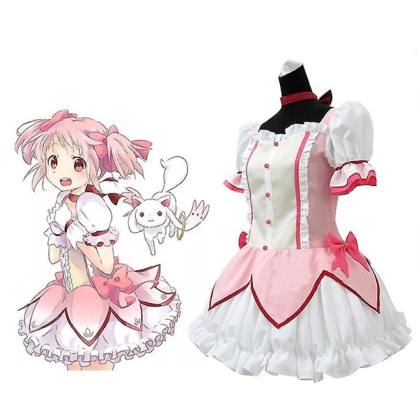 Puella Magi Magica Magical Girl Kaname Madoka Cosplay -asu, lyhyt pallomekko, jossa on rusetti Women size XS