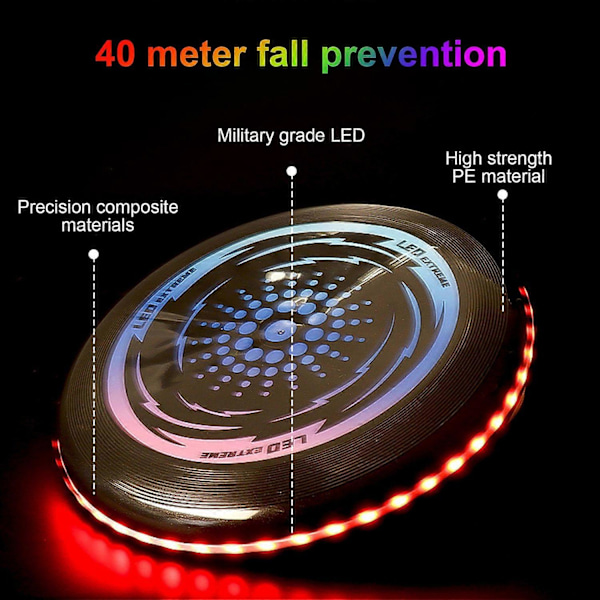 Ungdom Utomhussporter Frisbee LED Ljus-Frisbee Leksak Självlysande Flygande TeFat med 42 LED-lampor