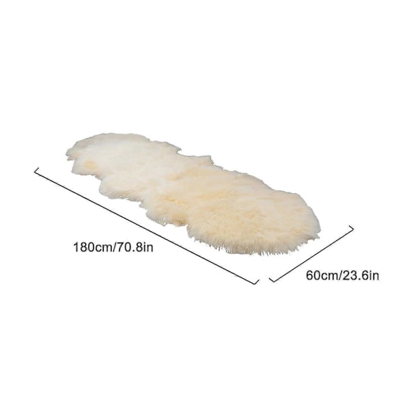 Klassisk Mjuk Fuskfårskinnsmatta Vit Fluffig Ryamatta Shaggy Matta Mattor för Sovrum Vardagsrum, 100% Ny
