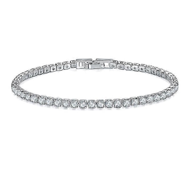 Guldpläterat 3mm Cubic Zirconia Klassiskt Tennisarmband | Guldarmband för Kvinnor