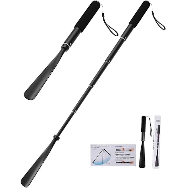 Teleskopiskt skohorn med långt handtag 38-94 cm, justerbar längd, aluminiumlegering, portabelt, idealiskt för seniorer män kvinnor barn