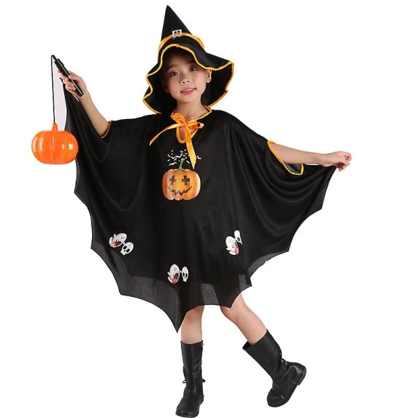 Halloween Heks Græskar Kraniekappe Halloween Cosplay Ghost Festival kostumer til børn Happy 2023 Party Dress Up Cosplay Black