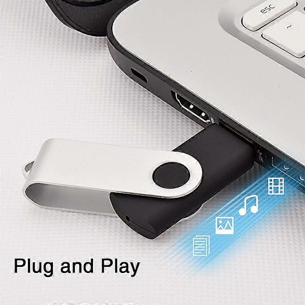 10-pakning 4GB Minnepenn 4gb USB 2.0 Minneplugger USB-minne Jump Drive Bulk Thumb Drive Roterende Minnebrikke Svart