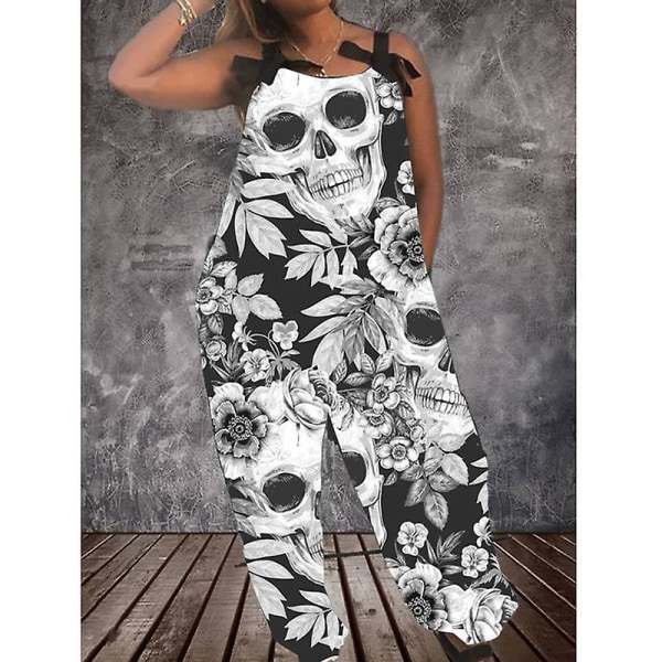 Halloween Bat Pumpkin Ghost Söt print dam Jumpsuits Rompers Overalls One Piece Linne Casual Jumpsuits för kvinnor style 13 3XL