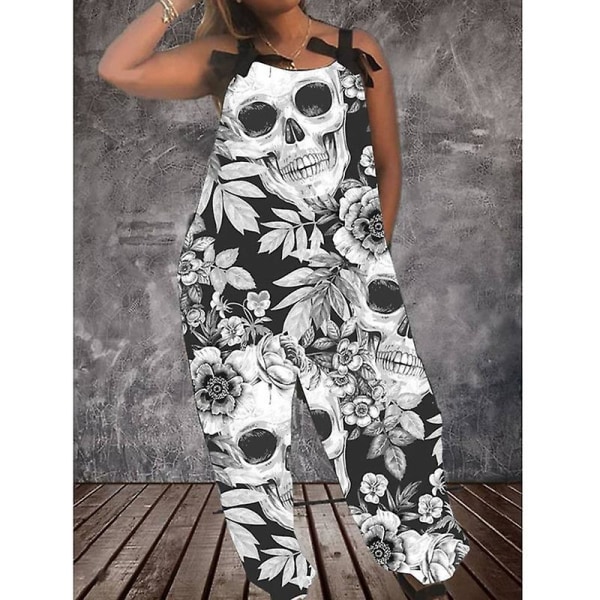 Halloween flaggermus Pumpkin Ghost Cute Print Dame Jumpsuits Rompers Overalls One Piece Lin Casual Jumpsuits for kvinner style 13 M