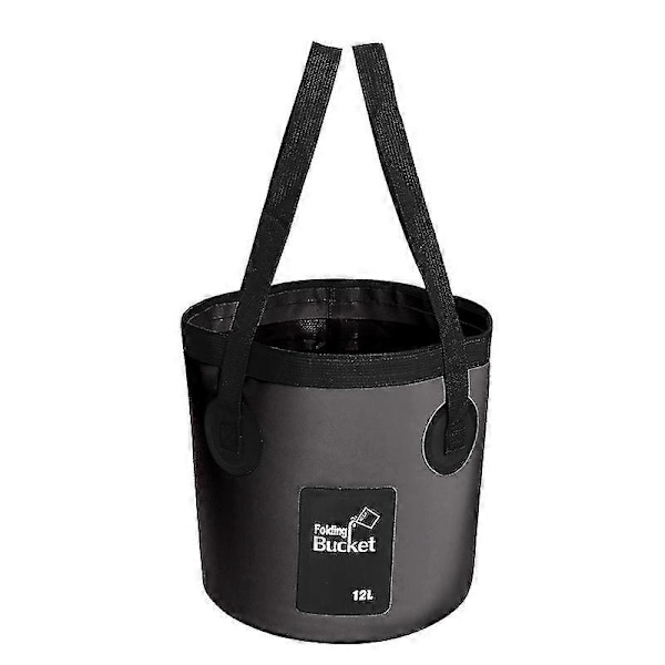 Vikbar Vattenhink, 12l Portabel Hink Camping Förvaringsbehållare Tvättfat (24 X 25cm) - svart