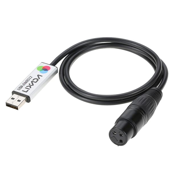 Lixada USB til DMX Grensesnitt Adapter LED DMX512 Datamaskin PC Scenebelysning Kontroller Dimmer