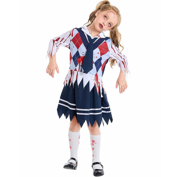Piger Zombie Skole kostume Uniform Barn Vampyr kostume Outfits Skræmmende  Halloween kostume til børn Zombie skole drenge outfits Girl Gray S 0777 |  Girl Gray | S | Fyndiq