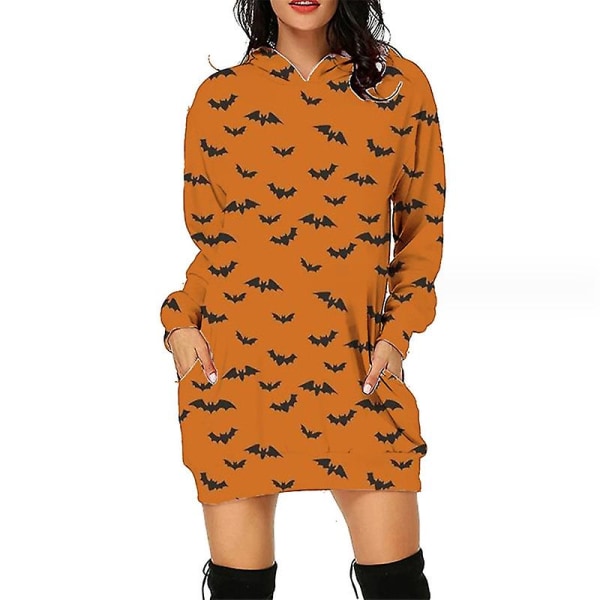 Halloween-hupparimekko naisille pitkähihainen syksyn muoti villapaidat Villapaidat Casual halloween-mekko taskuilla style 7 S