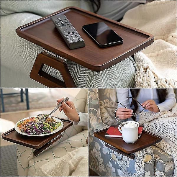 Armbordsklämma på bricka Soffbord, Soffarmsbricka Bord Brown
