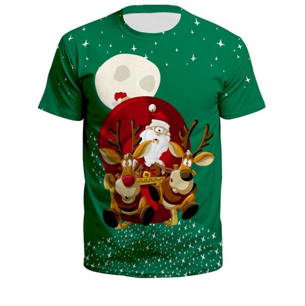 Jul Kvinder Mænd 3d Festlig Print Kortærmet T-shirt Xmas Party Rundhals Nyhed Tee Shirts Casual Toppe Gave style 10 M