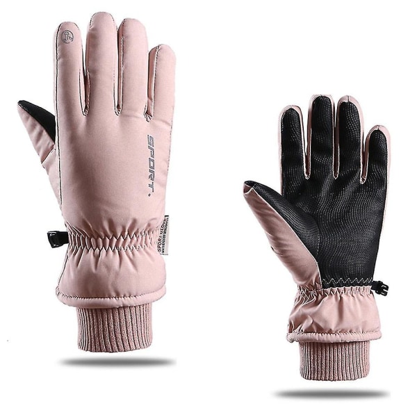 Professionelle Skihandsker Touch Screen Fleece Mænd Kvinder Ultralette Vandtætte Termiske Vinter Varme Handsker Til Motorcykel Bike Ski Pink