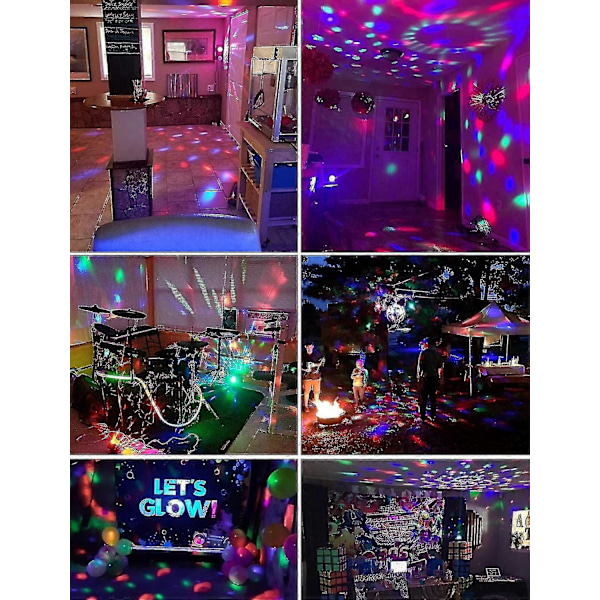 2-pack ljudaktiverade partylampor med fjärrkontroll DJ-belysning, stroboskoplampa scenlampa för hemrum dansfester CC