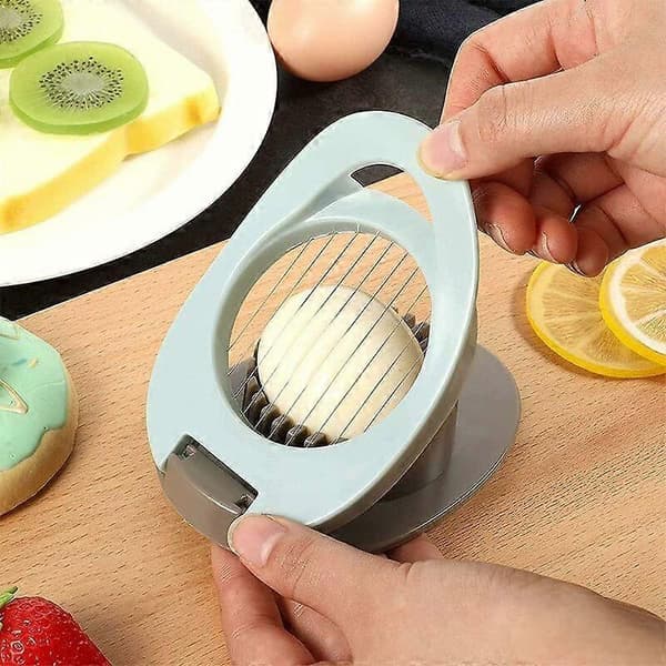 -2 stk. rustfritt stål slicer, salatslicer, eggkutter, fruktkutter, plast eggkutter, mini eggkutter, brukt for å kutte egg, bananer og jordbær