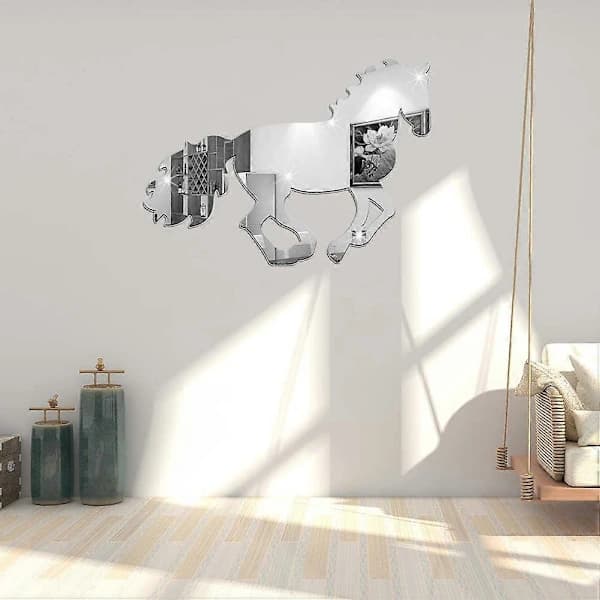 Hestespeil Veggdekor - DIY Akryl Kunst Collage Dekorasjon - Sølv