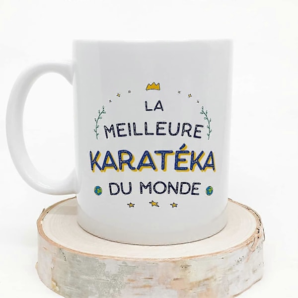 Karate Master Nainen Muki ranskaksi Meilleur du Monde Hauska Lahja Kollegoille Keraaminen 330ml Muki