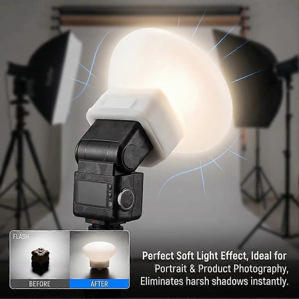 Blitsdiffuserdeksel for Godox IT32 mykt lys, eliminerer hard skygge, bærbart fotofylllys, blits White