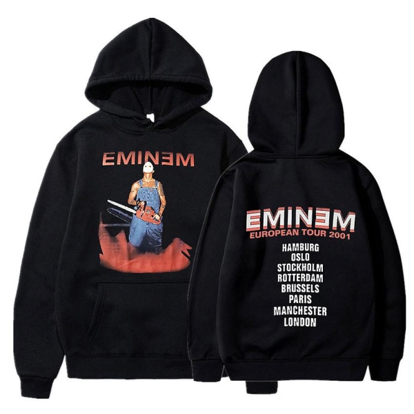 Eminem Anger Management Tour 2002 Hættetrøje Vintage Harajuku Funny Rick Sweatshirts Langærmede Mænd Kvinder Pullover Mode Black 22 M