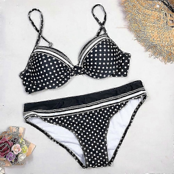 \"Dame Badetøj Bikini Badedragt 2 Dele Print Polka Dot Stilfuldt Strandtøj Badedragter\"