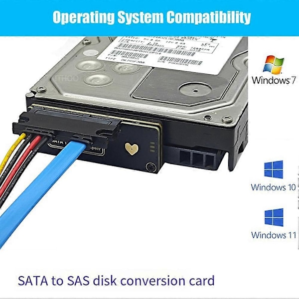 Desktop SATA - SAS -sovitinmuunnin 6 Gbps SATA (7&15) 22-nastainen uros - SAS 29-nastainen laajennuskortti 2:lle.