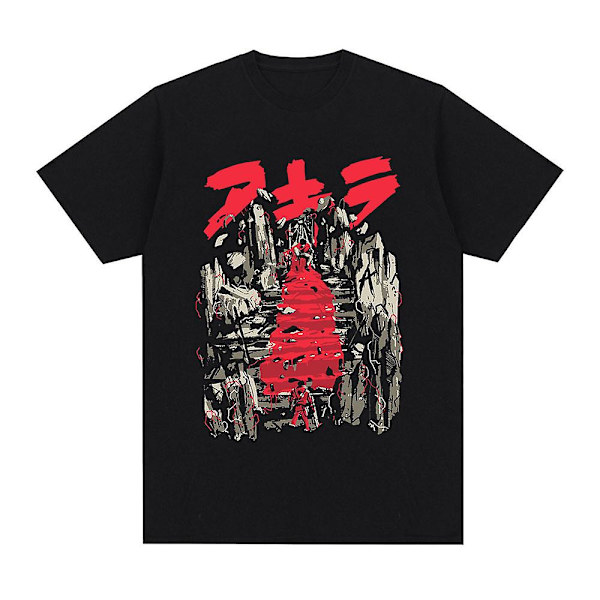 Japansk Anime Neo Tokyo Akira T-skjorte Film Science Fiction Manga Shotaro Kaneda T-skjorter med korte ermer for menn 100 % bomull T-skjorte Q01721-Q05099 Black S