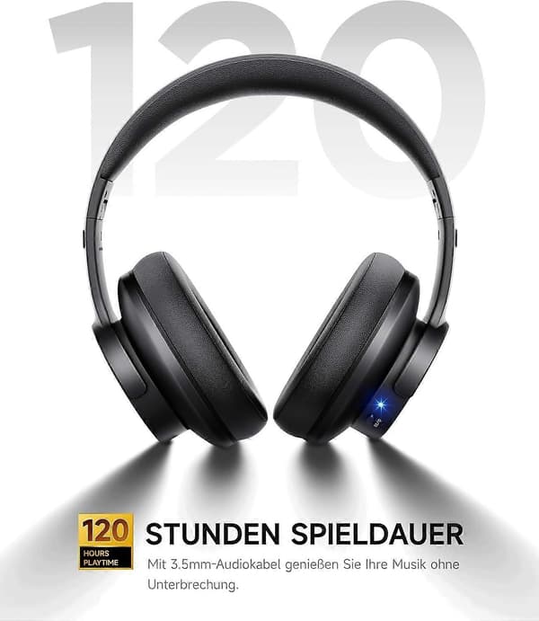 B8 Bluetooth-hovedtelefoner 120 timers spilletid trådløse over-ear med mikrofon 3 EQ-tilstande Bluetooth 5.3 sort