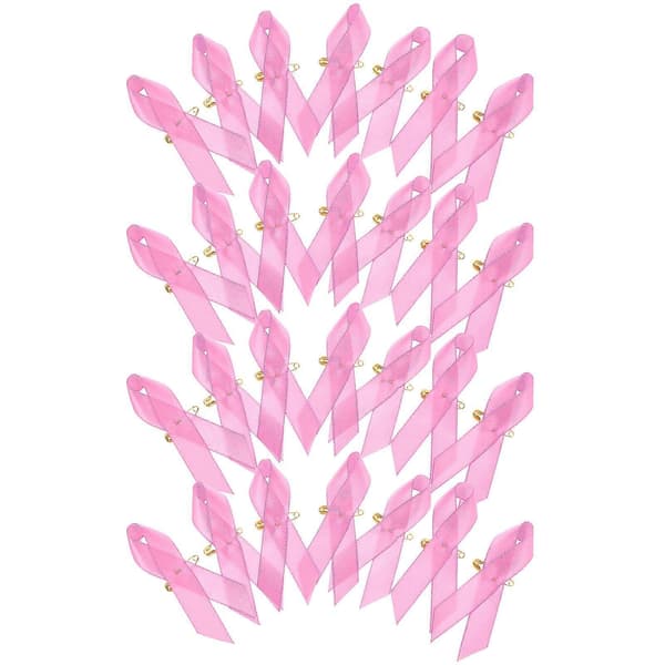 Brystkreft innsamlingsbånd for dekorasjon 100 stk rosa polyester pins