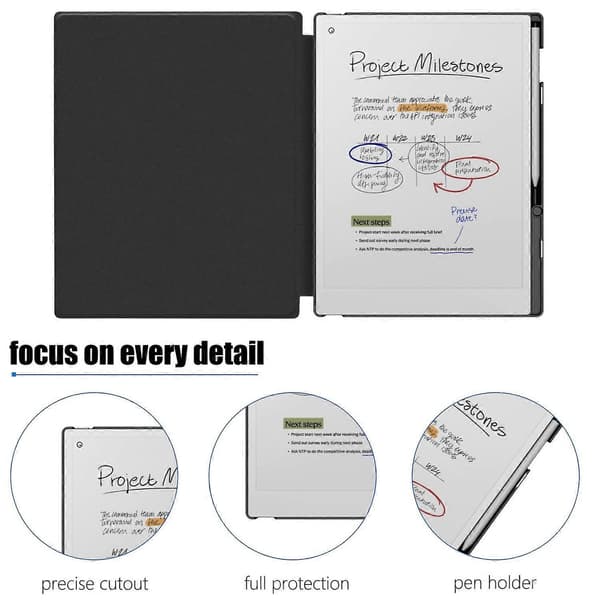 For Remarkable Paper Pro Etui Bogstil PC PU Læder Tablet Cover med Pen Holder Auto Vågn/Sov