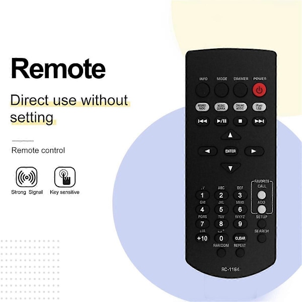 Ersättningsfjärrkontroll RC-1164 för RC-1164 AV-receiver AV Surround Receiver Fjärrkontroll