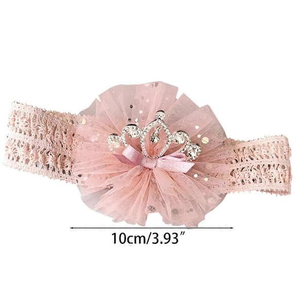 Hårbånd for spedbarn med Rhinestone Krone Hodeplagg Baby Jente Mesh Elastisk Hodebånd