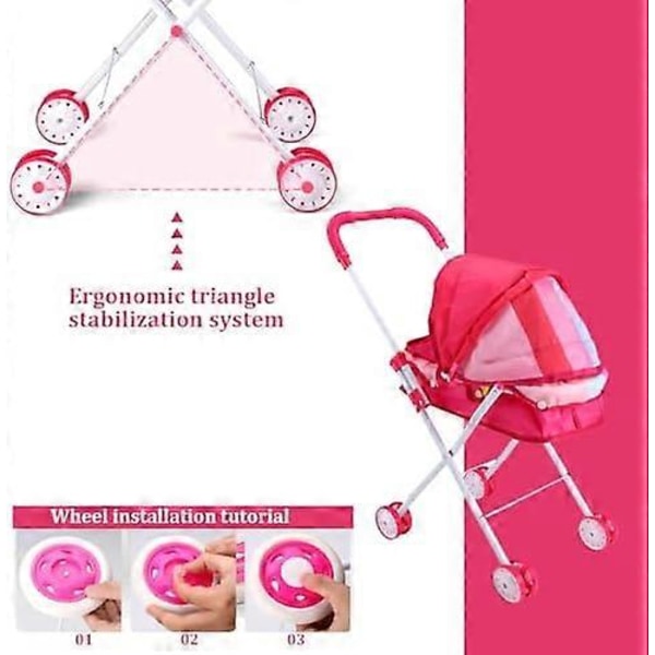 1 st Babydocka Barnvagn Dockor Sittvagn Realistisk Babydocka Pram med Sittvagn med Hjul Babydocka Leksak