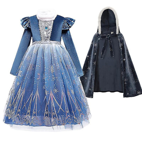Frozen Winter Elsa Prinsessa Mekko Lapsi Tyttö Lumikuninga Vestido Cosplay Vaatteet Elza Halloween Joulupuku Elsa 4 7-8T (Size 140)