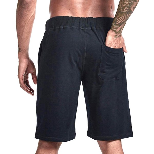 Mænd Snøre Shorts Jogging Sommer Casual Sport Fitness Joggers Korte joggingbukser Black M