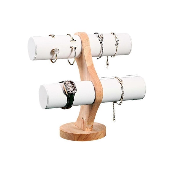 2-lags smykke display stand i massivt træ armbånd ur organizer opbevaringsstativ smykke pakning Disp