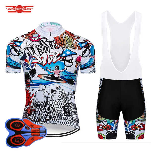 2023 Funny PRO sykkeltrøye 9D Gel sykkelshortsdress MTB Uniform Ropa Ciclismo Sommersykkelklær for menn Maillot Culotte White S