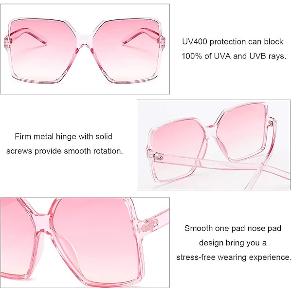 Ubiuo Överdimensionerade Fyrkantiga Solglasögon För Kvinnor Stora Breda Mode Solglasögon För Män 100% UV-Skydd Unisex