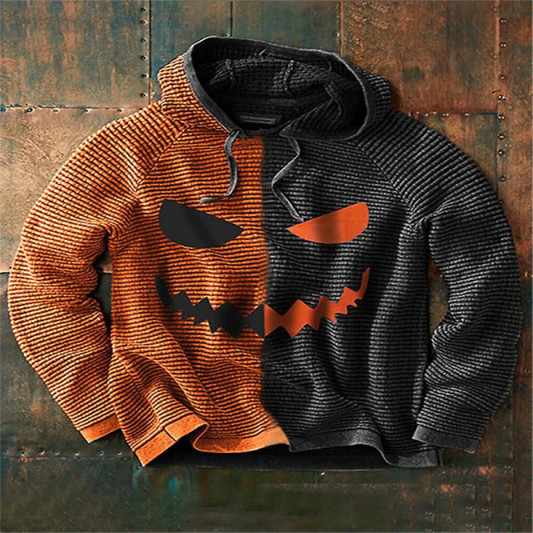 Græskar Halloween Kostume Hættetrøje Pullover Hættetrøje ORANGE STYLE 2 L