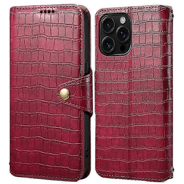 Plånboksfodral för iPhone 16 Pro Max med krokodiltextur i läder
